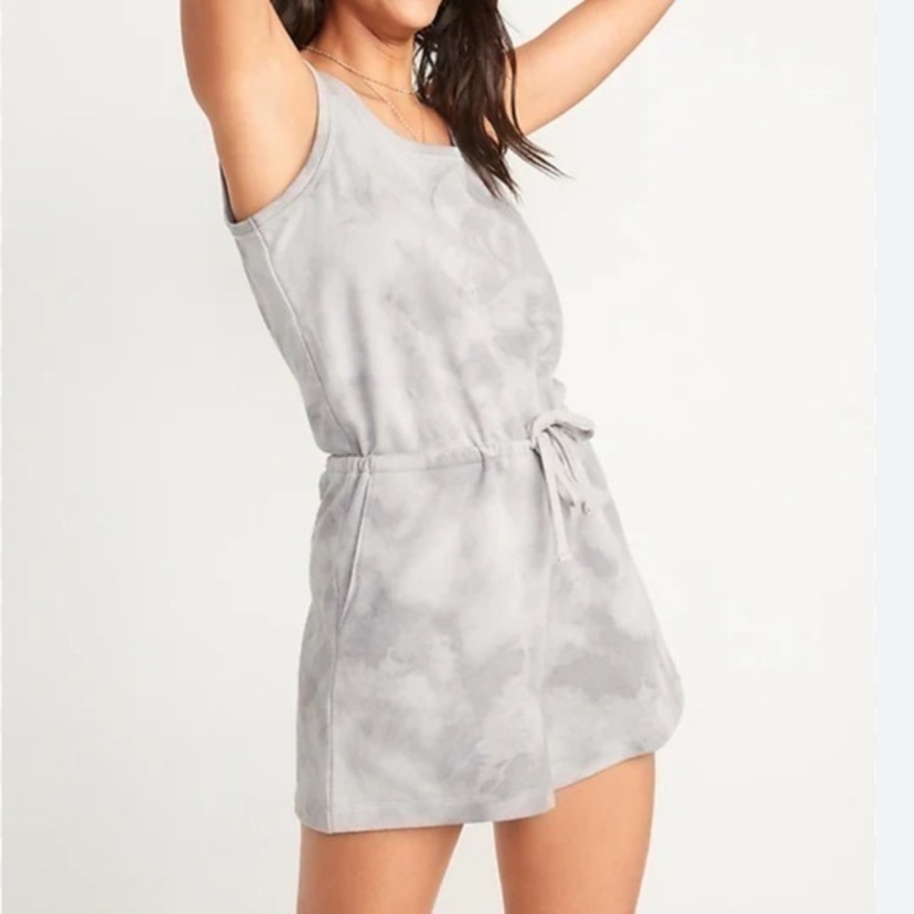 NWT Old Navy drawstring waist French terry tank shorts romper 8 Tall